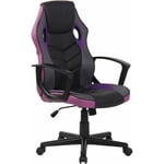 Décoshop26 - Fauteuil de bureau gaming chaise gamer sur roulettes en synthétique et maille noir et violet