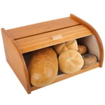 Creative Home Wooden Bread Bin Alder | 40 x 27,5 x 18,5 cm | Natural Beech Wood | Container with Roll-Top | Bread Box Storage for Every Kitchen