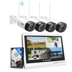 【3MP+3TB Hard Drive】 Wireless Security Camera System with 12"Monitor