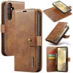 DG.MING Samsung Galaxy S25 Plus Plånboksfodral med avtagbart skal, Cognac