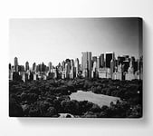 New York City Central Park From Above B n W Canvas Print Wall Art - Medium 20 x 32 Inches