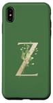 Coque pour iPhone XS Max Couleur sauge élégante aquarelle verdure et lettre dorée Z