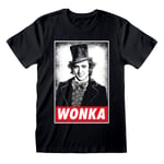 Unisex Kortærmet T-shirt Willy Wonka Wonka Sort XXL