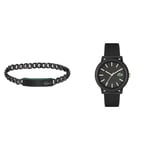 Lacoste Analogue Quartz Watch for Men with Black Silicone Bracelet - 2011233 Men's Baseline Collection Chain Bracelet - 2040082