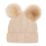 HUTTEliHUT BIG PLYS hat knit wool w/2 alpaca pompoms – sand - 2-6år