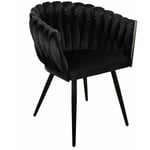 Chaise et fauteuil de table Bobochic Lot de 2 fauteuils de table charlotte Tissu velours Noir - Noir