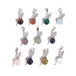 CHGCRAFT 10pcs Fairy Charms Natural Gemstone Fairy Pendants with Platinum Tone Brass Findings Fairy Pendants for DIY Jewelry Making
