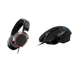 SteelSeries Arctis Pro - Gaming Headset & Logitech G502 HERO High Performance Wired Gaming Mouse, HERO 16K Sensor, 16,000 DPI, RGB, Adjustable Weights - Black
