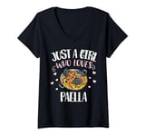 Womens Just A Girl Who Loves Paella - Funny Paella V-Neck T-Shirt