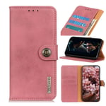 SHIEID For Nokia 5.4 Leather Case, Cowhide Leather Flip Wallet Case, Magnetic Copper Buckle Kickstand Card Slot Wallet Cover for Nokia 5.4 Pink
