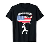 Climbing Mom 4th Of July USA Flag Map Funny Rock Climber T-Shirt