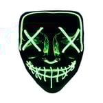 The Purge El Wire Halloween LED Mask Svart (Mörkgrön) 1-Pack