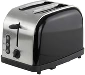 Ossian Electric Legacy Toaster – Traditional 900W Two Slice Stainless Steel Small Home Kitchen Appliance with Glossy Metallic Colour Finish and 6 Settings, Reheat Defrost Cancel Functions (Onyx)