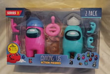 Among Us Series 2 Action Figures 2Pk Toy Crewmate Figure 12cm - Pink & Turquoise