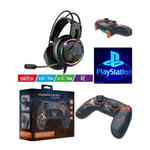Manette PS4 Bluetooth Assassin's Creed Mirage Boutons lumineux 3.5 JACK Silhouette + Casque Gamer Pro H7 PS5 PS4 Switch Xbox One Xbo
