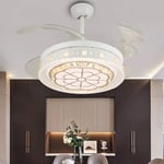GaoF Dimmable LED Ceiling Ventilator Lights，Modern Luxury Crystal Pendant Chandelier with Fans Air Purifying Ceiling Fan Lighting Fixture Negative Ion Air Purification Fan