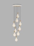 Tala Oak Nine Pendant Cluster Ceiling Light with Voronoi II 3W ES LED Dimmable Tinted Bulbs, White