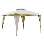 Side-Less Outdoor Canopy Gazebo 2-Tier Roof Steel Frame