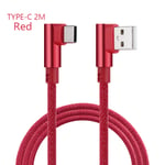 L Style Cellphone Cable Micro Usb Type-c Data Sync Line Red 2m