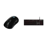 Logitech G703 LIGHTSPEED Wireless Gaming Mouse, HERO 25K Sensor, Black & 413 Mechanical Gaming Keyboard, Romer-G with USB Pass-Through, US International Layout, Carbon Black