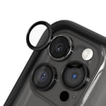 RhinoShield Protection pour objectifs Photo Compatible avec [iPhone 15 Pro / 15 Pro Max] | Verre trempé 9H résistant aux Rayures avec Une Fine Bordure en Aluminium anodisé - Noir