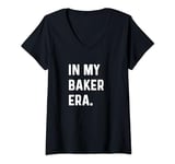 Womens In My Baker Era - Bake Cake Cookies Brownie Bread Bakery V-Neck T-Shirt