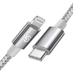 Syncwire USB C to Lightning Cable [Apple MFi-Certified 3ft] iPhone 13 Fast Charger Cable Nylon Braided for iPhone 13/12/11 Pro/Pro Max/X/XS/XR / 8 Plus/AirPods Pro, Supports Power Delivery - Silver