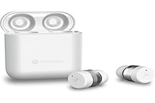 Motorola Sound Moto Buds 120 - Écouteurs sans fil - Bluetooth - Résistant à l'eau et à la sueur - Commande tactile et vocale - Blanc, S/M/L