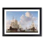 Big Box Art Willem Van de Velde The Younger Dutch Men of war Framed Wall Art Picture Print Ready to Hang, Black A2 (62 x 45 cm)