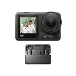 DJI Osmo Action 4+Mic (2 TX+1 RX+Charging Case) - Vlogging Camera with a 1/1.3-Inch Sensor, 360º HorizonSteady, Mic has a Clear Sonic Profile, Anti-Wind Protection, Suitable for Travel and Sports