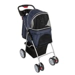 Sporty Pet Stroller vagn för små hundar - Mörkblå / ljusgrå