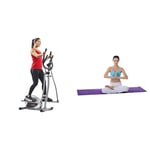 Sunny Health & Fitness Legacy Stepping Elliptical Machine, Total Body Cross Trainer with Ultra- Quiet Magnetic Belt Drive SF-E905 and Yoga Mat (Purple)