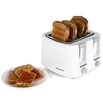 Progress EK3394P 4 Slice Toaster – Anti-Jam Auto-Centring Toasting Slots, Adjustable 7 Levels of Browning, Compact Design, Defrost/Reheat/Cancel Functions, Removable Crumb Tray, 1500 W, White