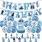 Frozen Princess Tema Barn Flickor Grattis På Födelsedagen Fest Tillbehör Kit Banner Ballonger Tårta Cupcake Toppers Dekoration Set Kit