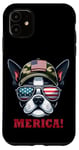 iPhone 11 Boston Terrier 4th July USA Flag Dad Father America Men Boys Case