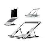 Laptop Stand, TIAM Adjustable Aluminium Laptop Stand, desktop laptop cooling pad Compatible with Mac MacBook Pro Air Notebook and more (Silver)