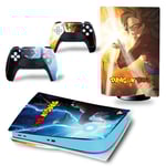 Kit De Autocollants Skin Decal Pour Console De Jeu Ps5 Corps Entier Anti-Rayures Dragon Ball Dragon, Version Cd-Rom T2142