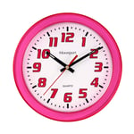 Moonport Kids Wall Clock,8 Inch Silent Non-ticking Battery Operated Small Plastic Wall Clocks for Girls Rooms 20 cm,Pink