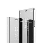 MRSTER Xiaomi Mi A2 Miroir Housse Coque Etui à Rabat, Mirror Smart View Standing 360° Protecteur Etui Coque pour Xiaomi Mi A2 / Xiaomi Mi 6X. Flip Mirror: Silver