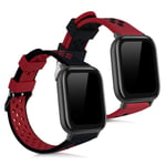 kwmobile Watch Bands Compatible with Huami Amazfit GTS/GTS 2 / GTS 2e / GTS 3 - Straps Set of 2 Replacement Silicone Band - Black/Red/Red/Black