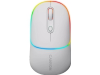 CANYON MW-22, 2 in 1 Wireless optical mouse with 4 buttons,Silent switch for right/left keys,DPI 800/1200/1600, 2 mode(BT/ 2.4GHz), 650mAh Li-poly battery,RGB backlight,Snow white, cable length 0.8m, 110*62*34.2mm, 0.085kg