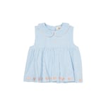 Copenhagen Colors Hearts Bäckebölja Kortärmad Blus Sky Blue Cream Pink Stripe | Blå | 104 cm