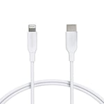 Amazon Basics USB-C to Lightning ABS Charger Cable, MFi Certified Charger for Apple iPhone 14 13 12 11 X Xs Pro, Pro Max, Plus, iPad, 0,9 m, White