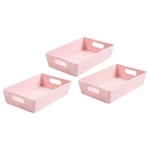 Wham Bam 4.01 Pink Plastic Studio Storage Baskets Office Home & Kitchen Tidy Organiser 25.5 x 17 x 6cm (3 Baskets)