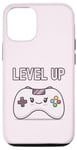 Coque pour iPhone 15 Pro Level Up Kawaii Manette de jeu vidéo Gamer Girl