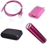 Shot case Pack pour CROSSCALL Core-M5 (Cable Chargeur Type C Tresse 3m + Pochette + Batterie + Prise Secteur) Android (Rose)