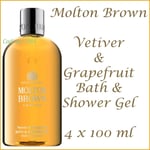 Molton Brown Vetiver & Grapefruit Bath & Shower Gel 4 x 100ml NEW