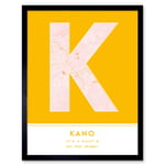 Kano Nigeria City Map Modern Typography Stylish Letter Framed Word Wall Art Print Poster for Home Décor