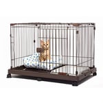 Iris Ohyama, Parc pour Chien Intérieur, Extérieur, avec Porte Verrouillable, Toit & Roulettes, H65cm, Marron, Cloture, Enclos, Cage, Chenil en Grille, pour Chat, Chiot, Lapin Rongeur, Métal, STS-600TY