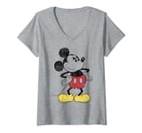 Disney Mickey And Friends Mickey Mouse Vintage Outline T-Shirt avec Col en V